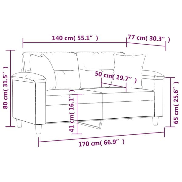 vidaXL 2-sits soffa med prydnadskuddar grå 140 cm konstläder