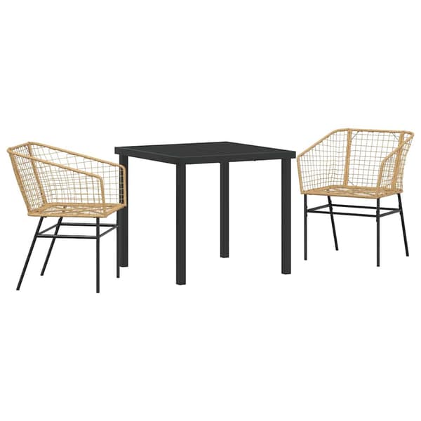 vidaXL Hage Spisegruppe 3 pcs Brun polyrotting