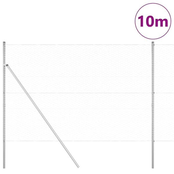 vidaXL Gjerdepåle sølv 10 x 1,5 m (36 mm mesh) Stål