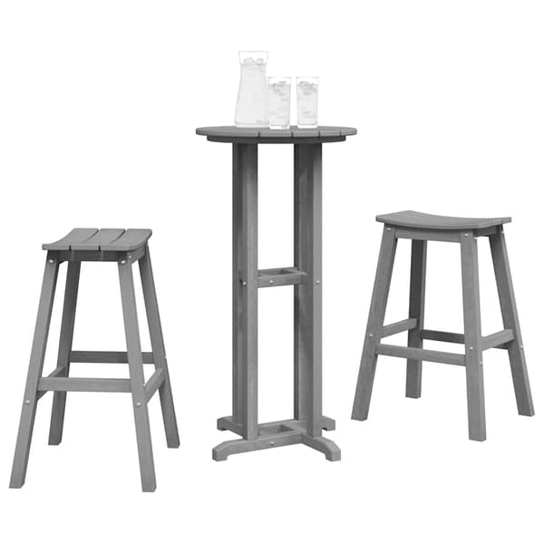 vidaXL Hage bar sett 3 pcs Lysegrå HDPE