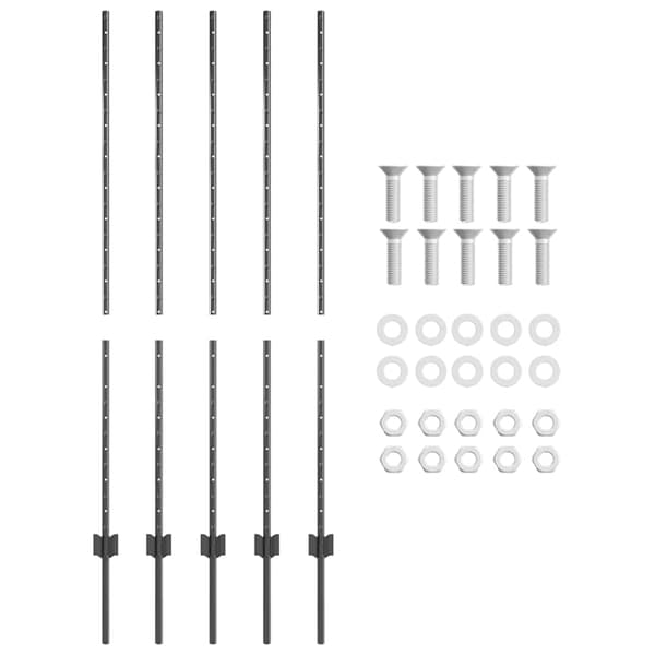 vidaXL Gjerdepåle 5 pcs Grå 140 cm Stål