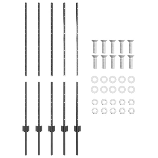 vidaXL Gjerdepåle 5 pcs Grå 120 cm Stål