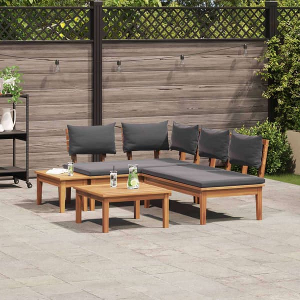 vidaXL Hagesofa Set 4 pcs Brun og Grå