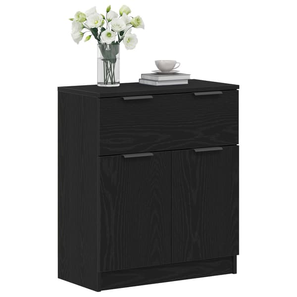vidaXL Sideboard Svart Ek Konstruerat Trä Medium Förvaring