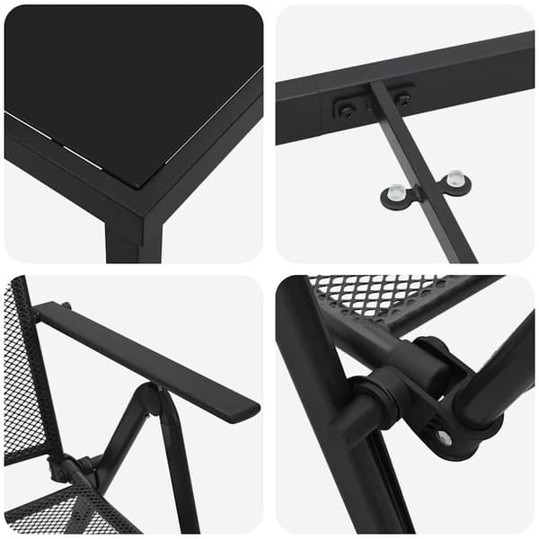 vidaXL Trädgårdsmöbelset 9 pcs Antracit Pulverlackerat stål