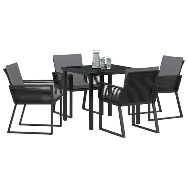 vidaXL Trädgårdsmöbelset 5 pcs Svart Pulverlackerat stål