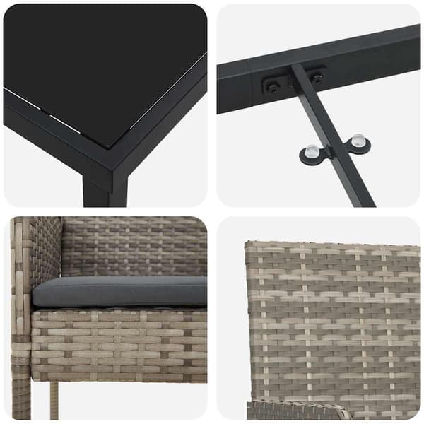 vidaXL Trädgårdsmöbelset med kudde 5 pcs Grå konstrotting