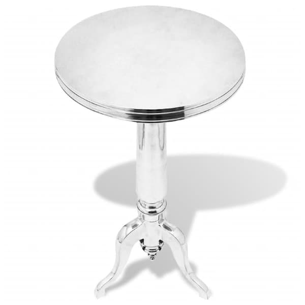 vidaXL Runt sidobord aluminium silver