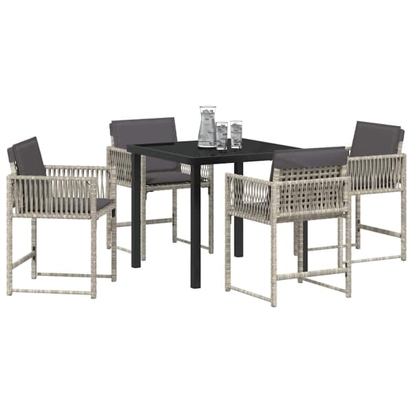 vidaXL Hage Spisegruppe 5 pcs Lysegrå polyrotting