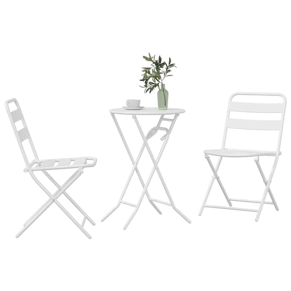 vidaXL Trädgårds Bistro Set 3 pcs Vit Stål