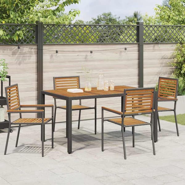vidaXL Hage Spisegruppe 5 pcs Svart og Brun polyrotting