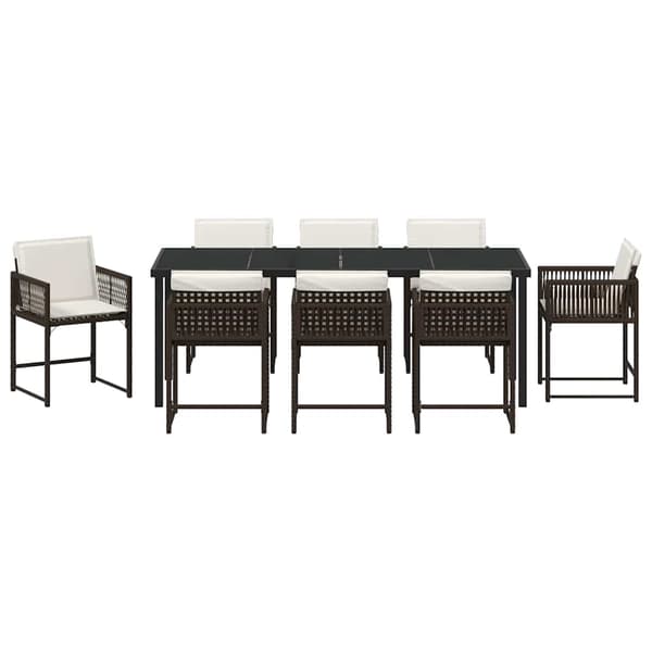 vidaXL Trädgårdsmöbelset 9 pcs Brun konstrotting