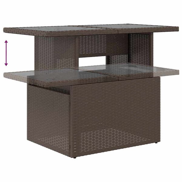 vidaXL Soffset med kudde 7 pcs Brun Poly rattan