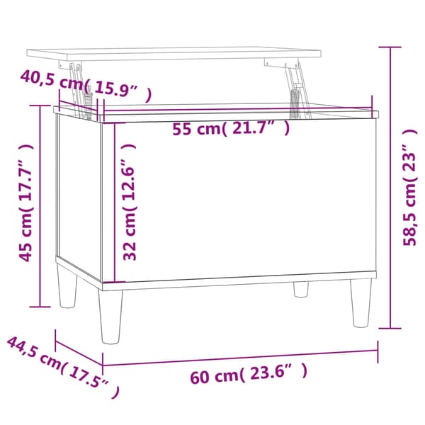 vidaXL Soffbord vit 60x44,5x45 cm konstruerat trä