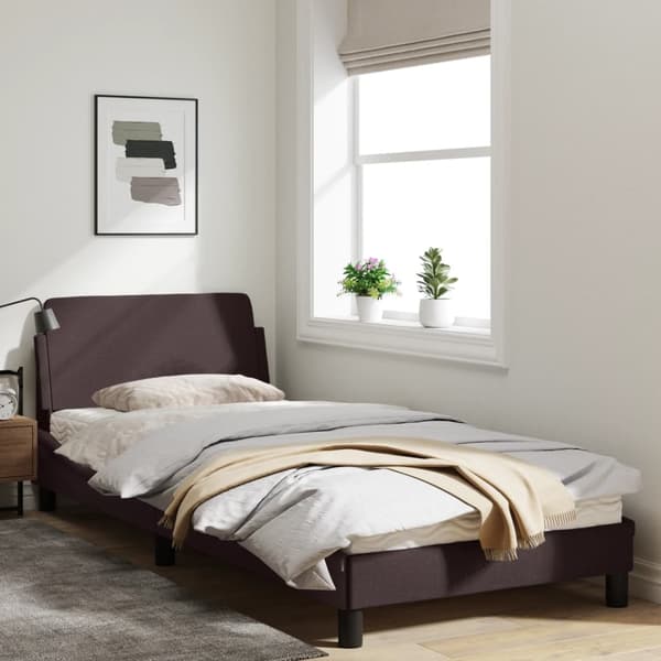 vidaXL Bed Frame "Dover" Dark Brown 90x200 cm Fabric
