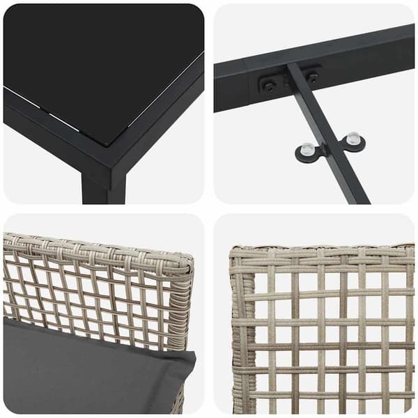 vidaXL Trädgårdsmöbelset med kudde 9 pcs Ljusgrå konstrotting