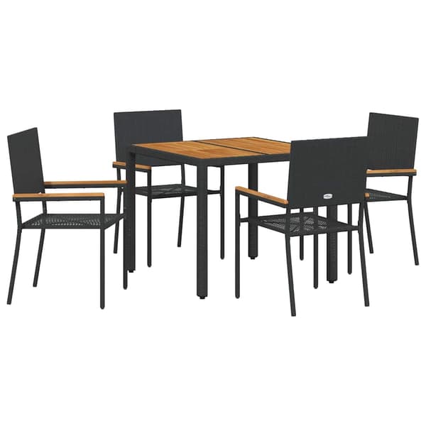 vidaXL Trädgårdsmöbelset 5 pcs Svart konstrotting
