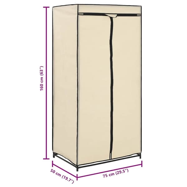 vidaXL Garderob gräddvit 75x50x160 cm