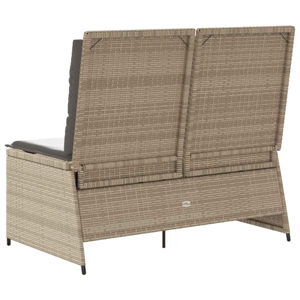 vidaXL Trädgårdsbänk med dyna Beige Polyrotting
