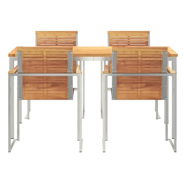 vidaXL Trädgårdsmöbelset 5 pcs Brun Massivt teakträ