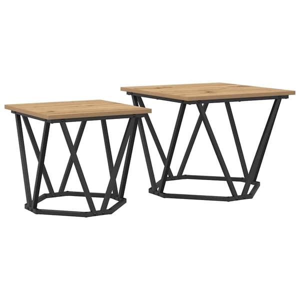 vidaXL Sidebordssett 2 pcs Artisan Eik Konstruksjonsvirke og stål