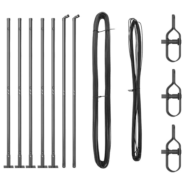 vidaXL Gjerdepåle 7 pcs Grå Stål