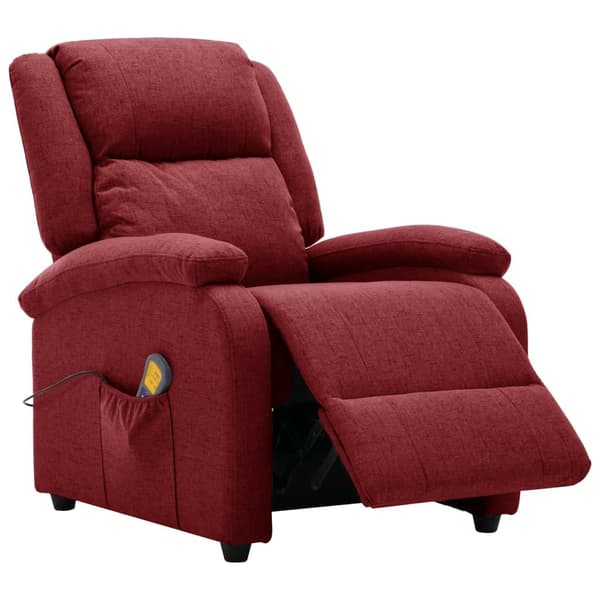 vidaXL Massagefåtölj vinröd tyg