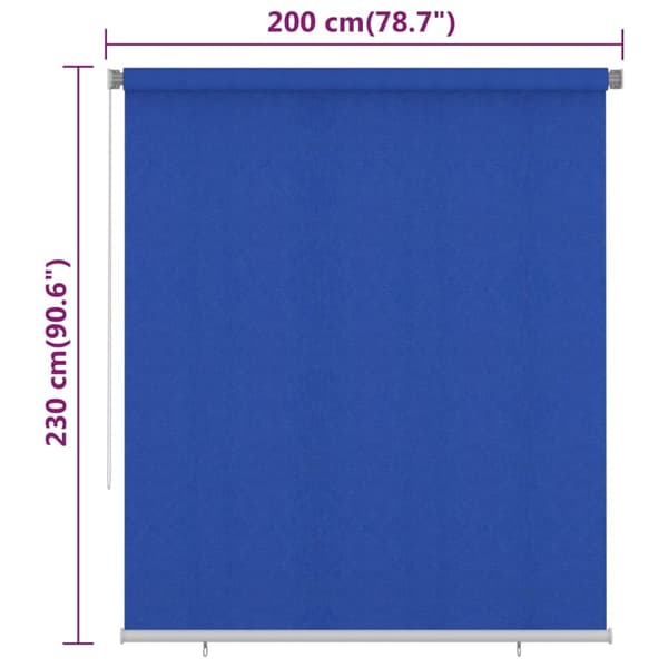 vidaXL Rullgardin utomhus 200x230 cm blå HDPE