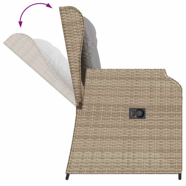 vidaXL Trädgårdsbänk med dyna Beige Polyrotting
