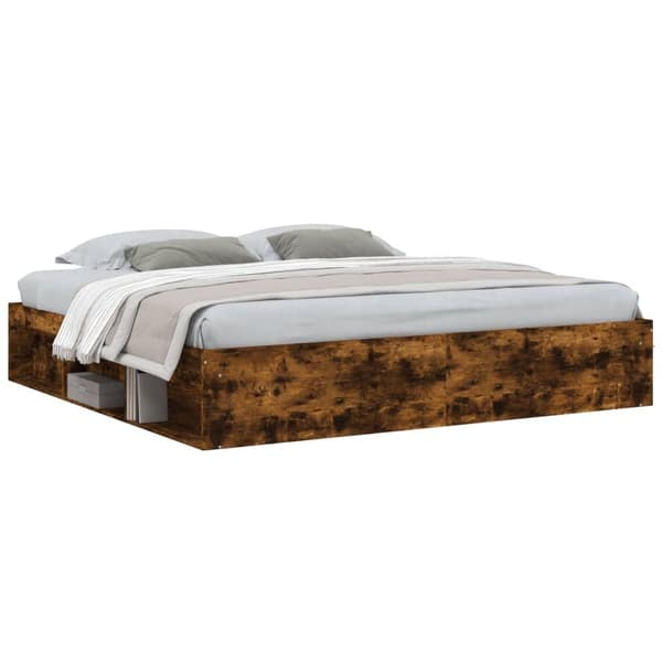 vidaXL Sengeramme røkt eik 200x200 cm