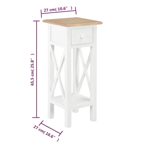 vidaXL Sidebord hvit 27x27x65,5 cm tre