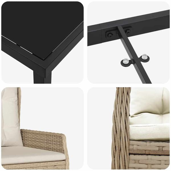 vidaXL Trädgårdsmöbelset 9 pcs Beige och Ljusgrå konstrotting