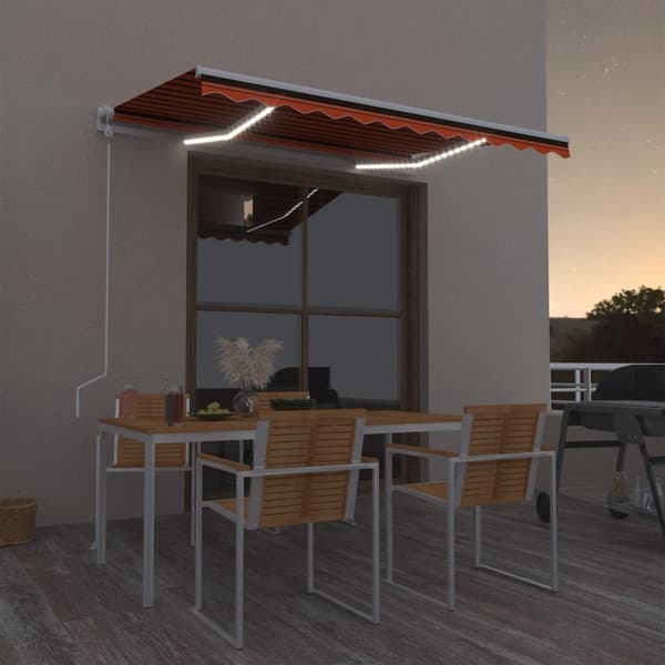 vidaXL Automatisk markise med LED og vindsensor 350x250cm oransje/brun