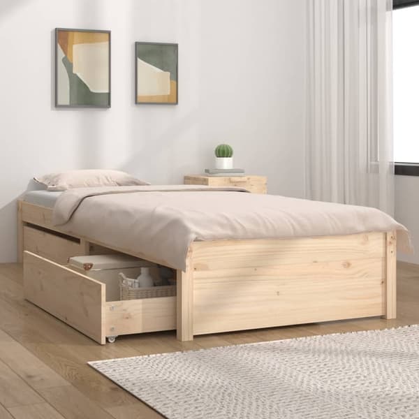vidaXL Sengeramme med skuffer 75x190 cm Small Single