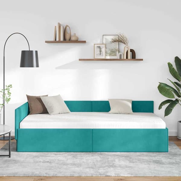 vidaXL Hörnssängram Turkos 80 x 200 cm Sammet