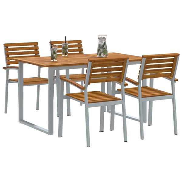vidaXL Hage Spisegruppe 5 pcs Grå Solid akasietre
