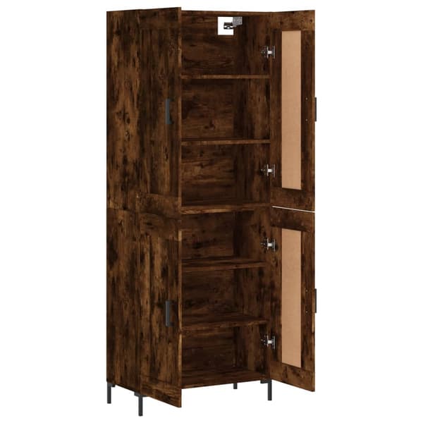vidaXL Highboard røkt eik 69,5x34x180 cm konstruert tre