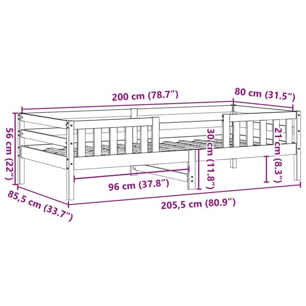 vidaXL Dagbädd Vit 80x200 cm massiv furu