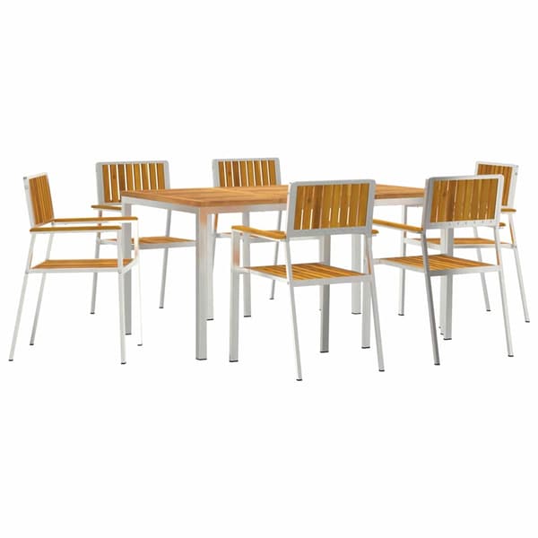 vidaXL Utendørs spisestue sett 7 pcs Brun Solid akasietre