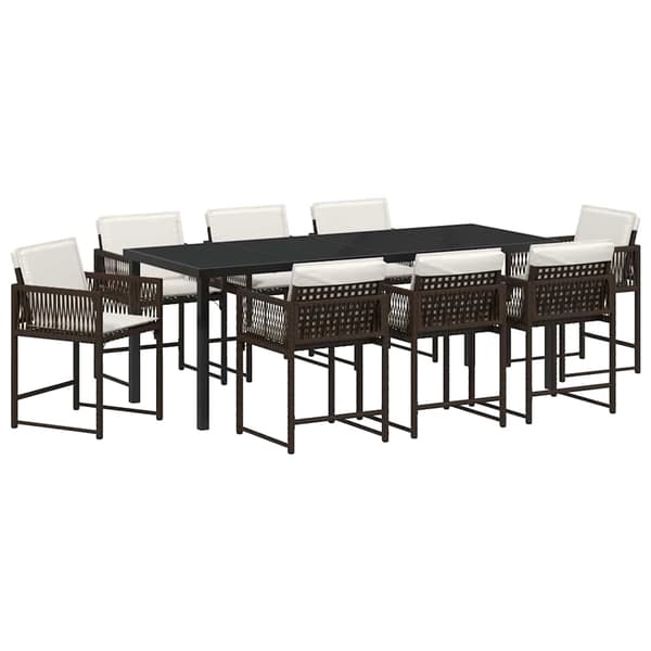 vidaXL Trädgårdsmöbelset 9 pcs Brun konstrotting