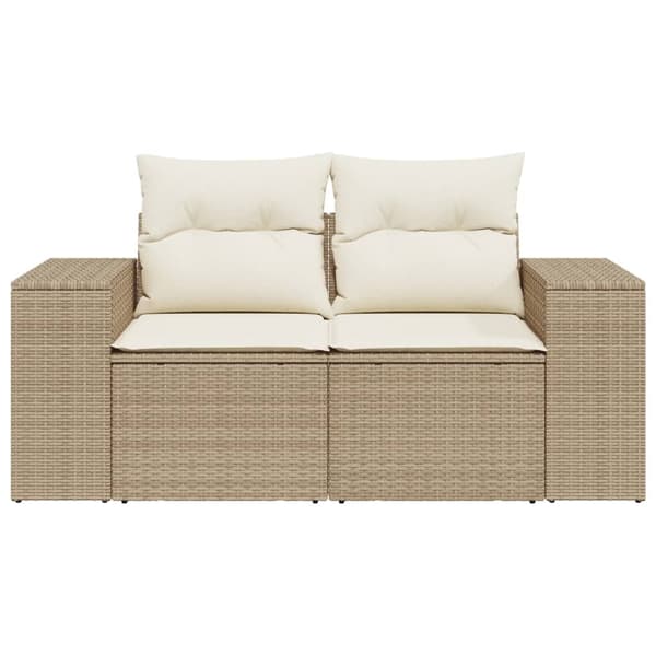vidaXL Trädgårdssoffa 2-sits med dynor konstrotting beige