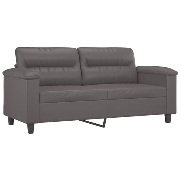 vidaXL 2-sits soffa med prydnadskuddar grå 140 cm konstläder
