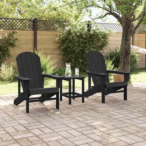 vidaXL Trädgård Stol 3 pcs Svart polyeten