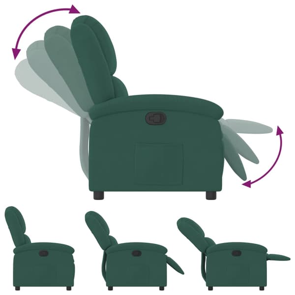 vidaXL Reclinerfåtölj mörkgrön sammet