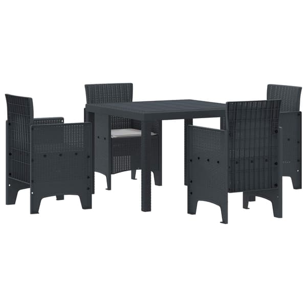 vidaXL Trädgårdsmöbelset 5 pcs Antracit Polypropylen