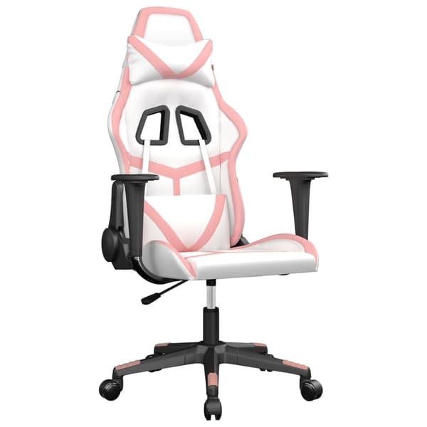 vidaXL Gamingstol vit och rosa konstläder