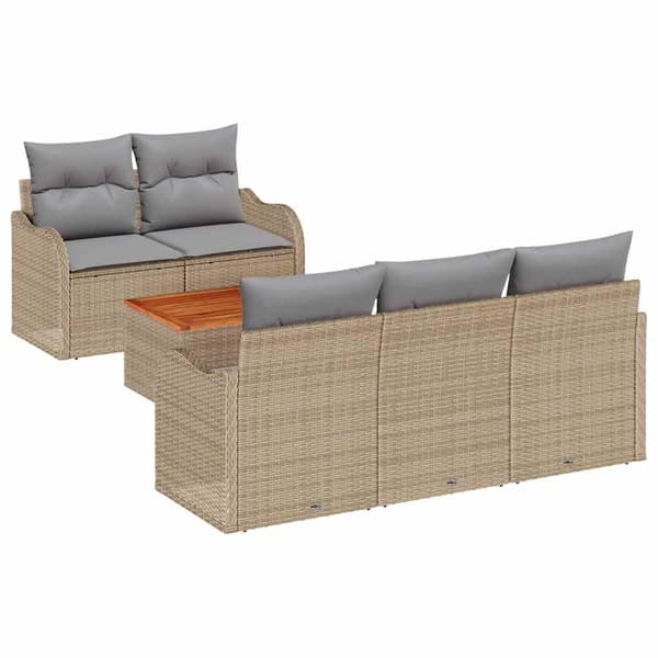 vidaXL Utesoffgrupp 6 delar Beige Polyrotting