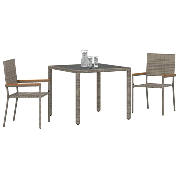 vidaXL Trädgårdsmöbelset 3 pcs Grå konstrotting