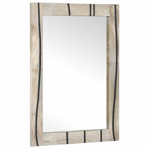 vidaXL Baderomsspeil Brun 70 x 50 x 2,5 cm Glass og solid mango tre