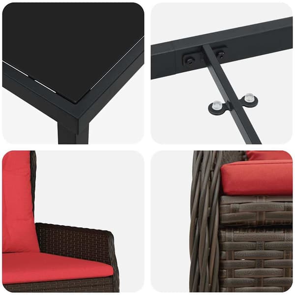 vidaXL Trädgårdsmöbelset med kudde 5 pcs Brun Poly rattan